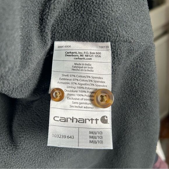 Carhartt Grunge Rugged Flex Fleece Lined Flannel Shirt Purple Plaid M (8/10) - Picture 14 of 15